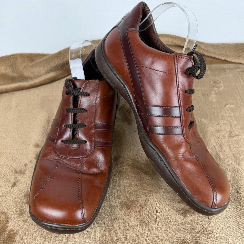 Steve Madden Mens Brown Leather Oxford Sneakers Bicycle Toe Y2K Shoes 11
